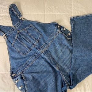 Womens Plus 22 Old Navy Denim Slightly Distressed Overalls Straight Leg